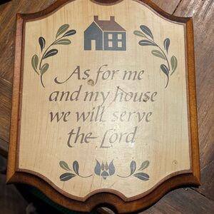 vintage wood plaque Bible quote As For Me And My House We Will Serve The Lord